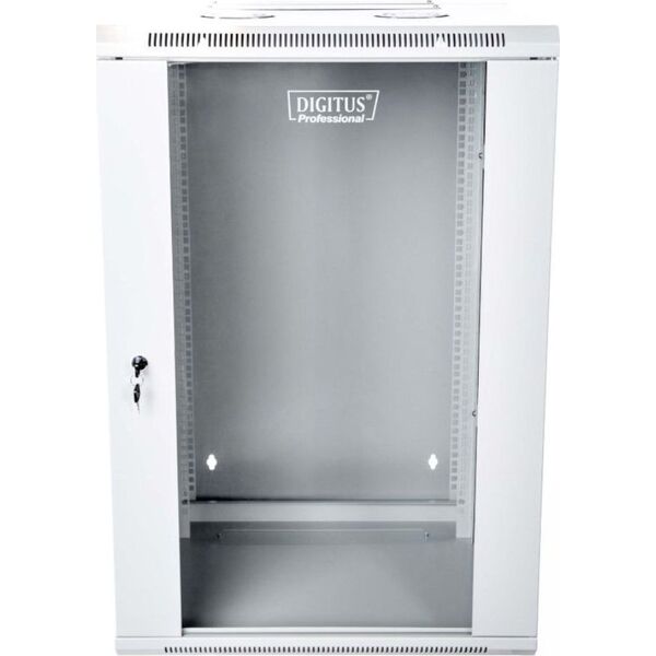 Digitus Szafa sieciowa wisząca 19" 18U rack 600x600, drzwi szyba, szary, dzielona, złożona, 60kg