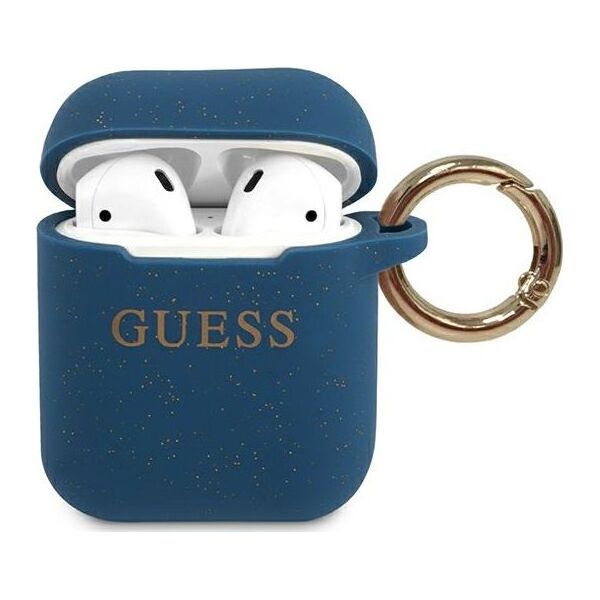 Guess Etui ochronne GUACCSILGLBL Silicone Glitter do AirPods 1/2 granatowe