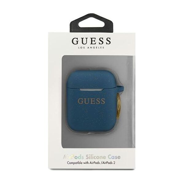 Guess Etui ochronne GUACCSILGLBL Silicone Glitter do AirPods 1/2 granatowe