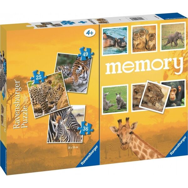 Puzzle 3w1 Dzikie zwierzęta gra memory
