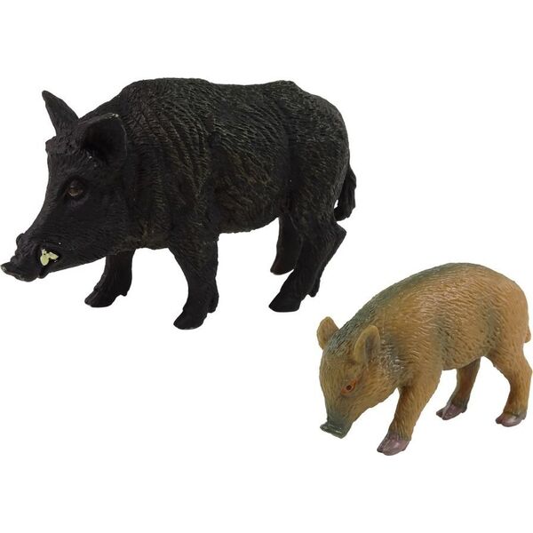 Zestaw 2 figurek Dzik z Młodym Zwierzęta Leśne LEAN Toys