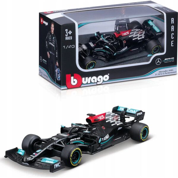 Bburago 1:43 RACE F1 - MERCEDES-AMG F1 W12 E Performance (2021) - Assorteret