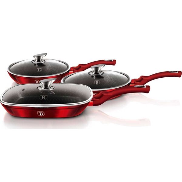 Patelnia Berlinger Haus zestaw Metallic Line Burgundy Edition 20 24 28cm