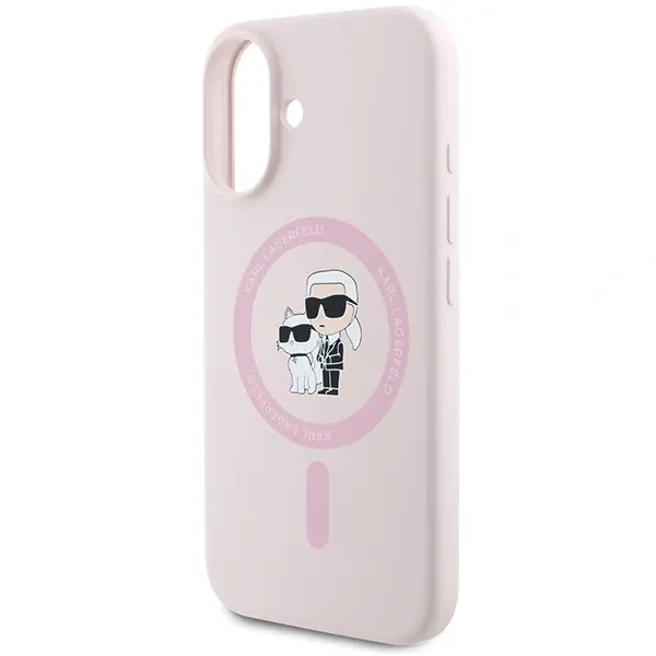 Karl Lagerfeld case for iPhone 16 Plus 6,7&quot; KLHMP16MSCMKCRHP pink hardcase Silicone KC Heads Ring MagSafe 3666339318772