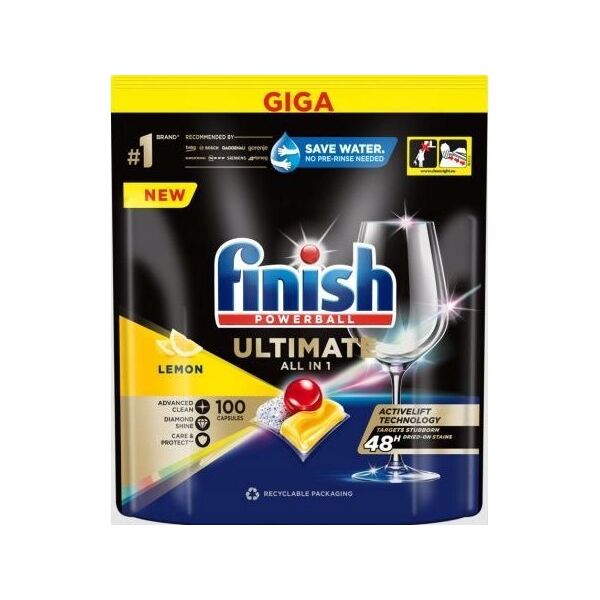 Finish Finish Powerball Ultimate Deep Clean and Shine Lemon  Tabletki do zmywarki  100 sztuk