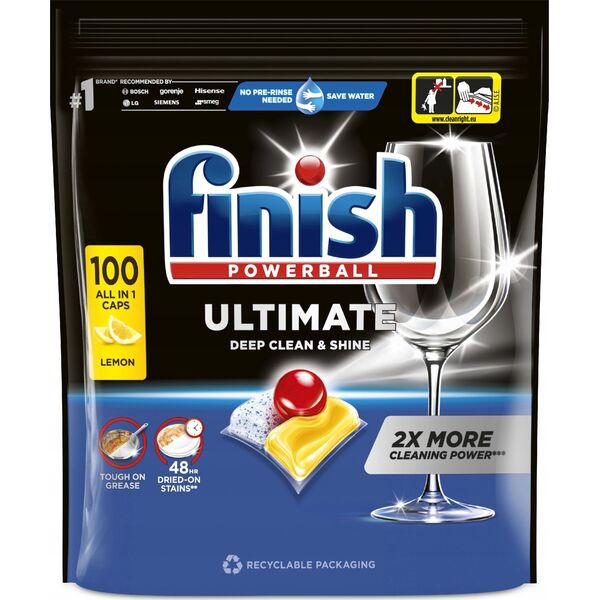 Finish Finish Powerball Ultimate Deep Clean and Shine Lemon  Tabletki do zmywarki  100 sztuk
