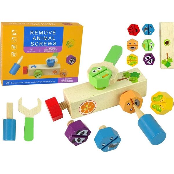 Zestaw Do Majsterkowania Drewno Przykręcanie Śrub Zabawka LEAN Toys