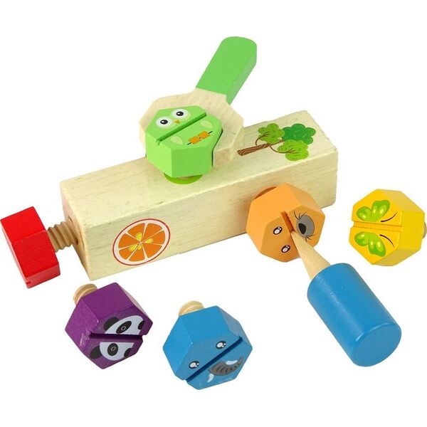 Zestaw Do Majsterkowania Drewno Przykręcanie Śrub Zabawka LEAN Toys