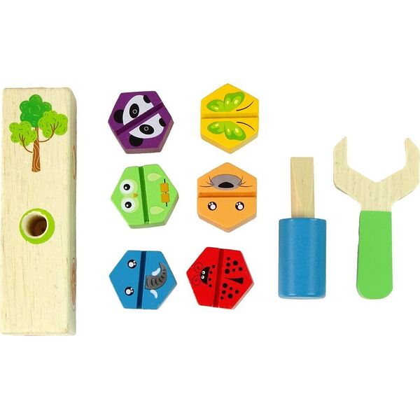 Zestaw Do Majsterkowania Drewno Przykręcanie Śrub Zabawka LEAN Toys