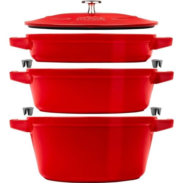 Zwilling Zestaw 3 naczyń żeliwnych z pokrywką STAUB 40508-387-0 - czerwony 24 cm