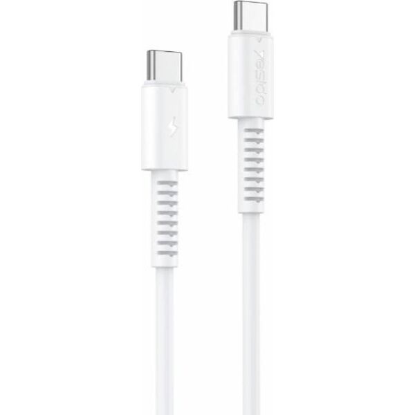 Kabel USB Yesido yesido Kabel CA154 PD 60W Type-C/Type-C 1m PVC 3A, WHITE / BIAŁY
