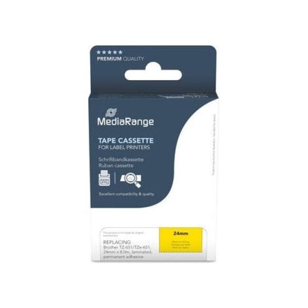 MediaRange MediaRange Schriftbandka. Brother TZ-651/TZe-651 24mm 8m sw 13336210 4260664874386
