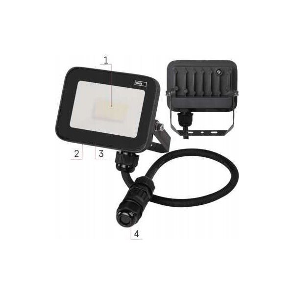 Emos προβολέας LED προβολέας Emos Profi ZS2622 20W 2200lm 4000K IP65 μαύρο 11955267 8592920105689
