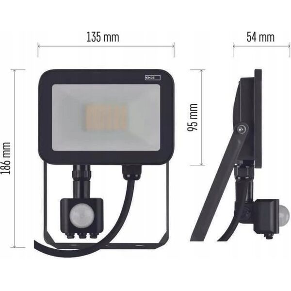 Προβολέας Emos Προβολέας LED Emos Profi PIR ZS2722 20W 2200lm 4000K IP65 Αισθητήρας κίνησης PIR μαύρο 12523207 8592920105825