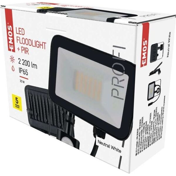 Προβολέας Emos Προβολέας LED Emos Profi PIR ZS2722 20W 2200lm 4000K IP65 Αισθητήρας κίνησης PIR μαύρο 12523207 8592920105825