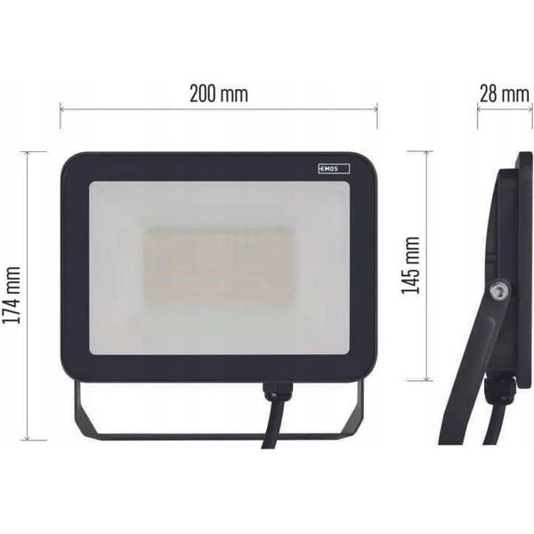 Emos προβολέας LED προβολέας Emos Profi ZS2642 50W 5500lm 4000K IP65 μαύρο 12523211 8592920105726