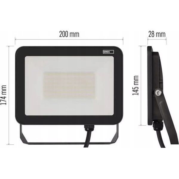 Emos προβολέας LED προβολέας Emos Profi ZS2642 50W 5500lm 4000K IP65 μαύρο 12523211 8592920105726