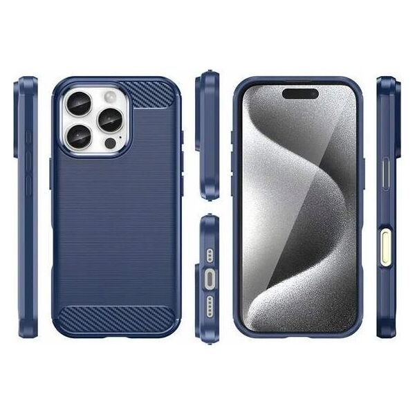 Θήκη Hurtel Silicone Carbon για iPhone 16 Pro - μπλε 14295395 5907770000000