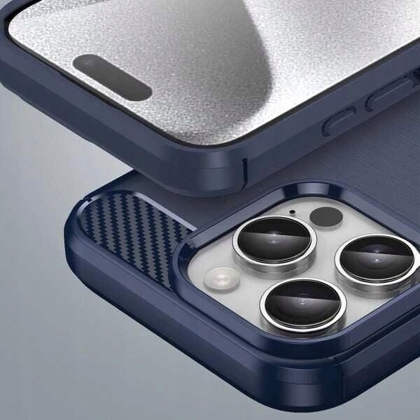 Θήκη Hurtel Silicone Carbon για iPhone 16 Pro - μπλε 14295395 5907770000000