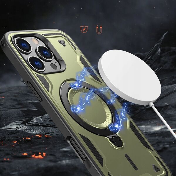 Etui Hybrid Armor Trendy z MagSafe na iPhone 16 Pro Max - zielone