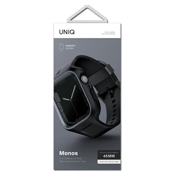 Belt + case UNIQ Monos 2in1 Apple Watch 4/5/6/7/8/9/SE 44/45mm black/midnight black