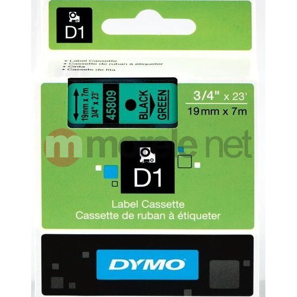 Dymo taśma D1 zielona 45809 (S0720890) nadruk czarny