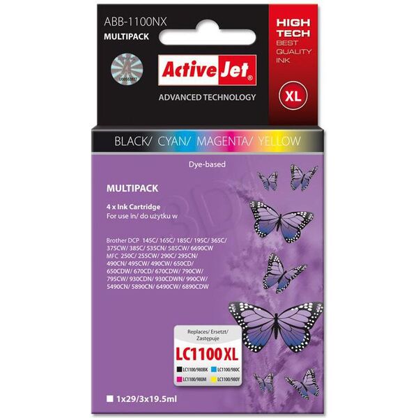 Tusz Activejet tusz ABB-1100NX / LC1100 (cyan, magenta, yellow)