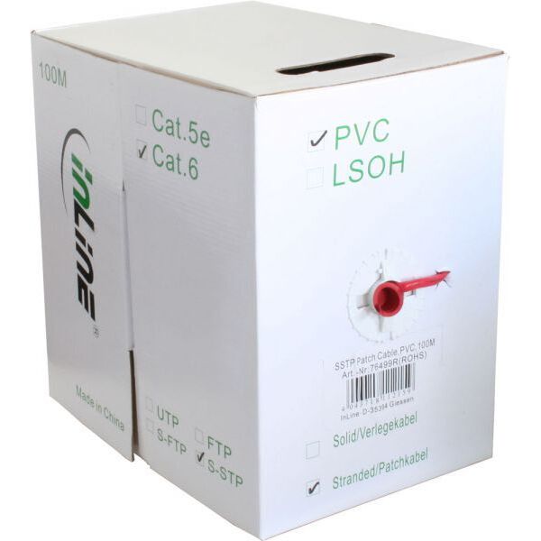 InLine Kabel instalacyjny rolk, Cat.6, 1000 Mbit, 100m, niebieski (76499B)
