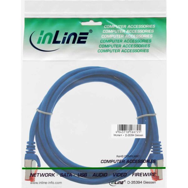 InLine Patchcord Cat.6, S/FTP, 250MHz, PVC, 5m, niebieski (76405B)
