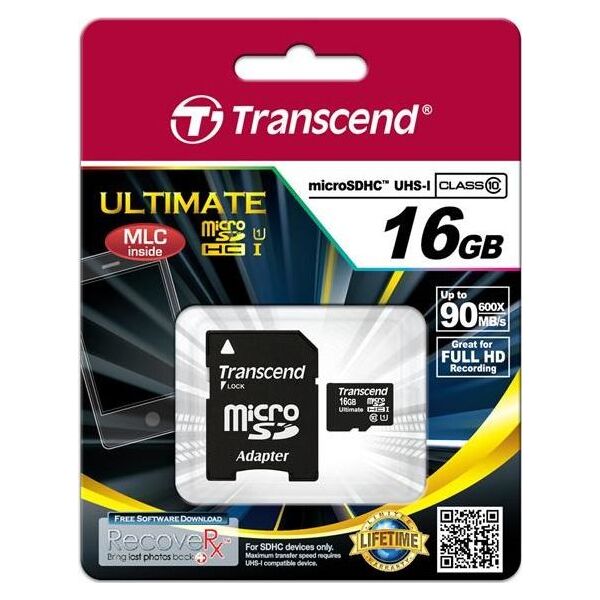 Karta Transcend Ultimate 600x MicroSDHC 16 GB Class 10  (TS16GUSDHC10U1)