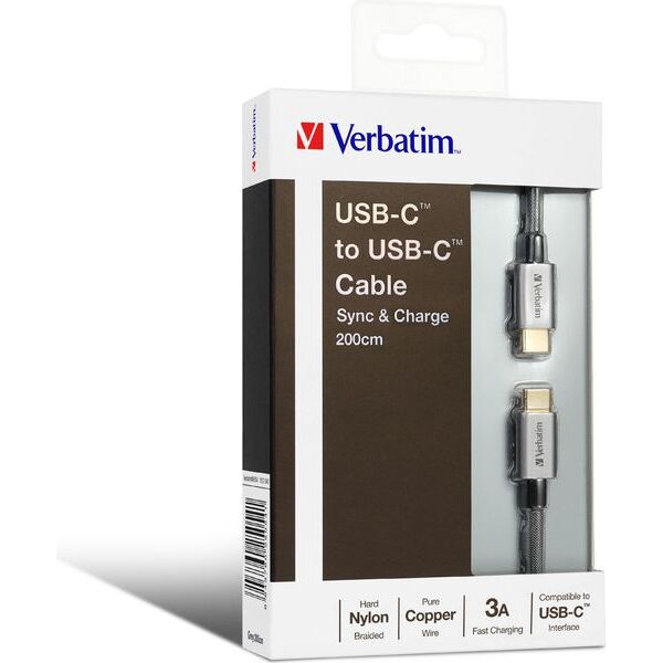 Kabel USB Verbatim USB-C - USB-C 2 m Szary (65054)