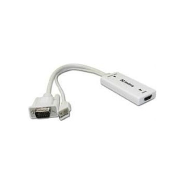 Adapter AV Sandberg D-Sub (VGA) - HDMI + USB-A + Jack 3.5mm biały (50878)