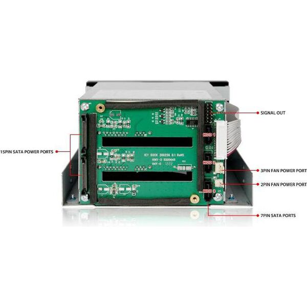Kieszeń Icy Dock Wewnętrzna obudowa na 3 dyski 3,5" SATA, Raid Backplane (MB153SP-B)