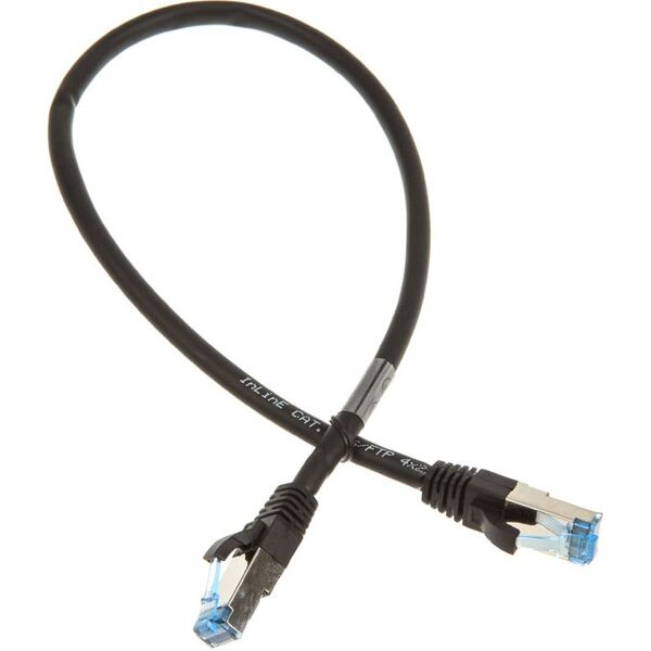 InLine Patch kabel sieciowy Cat.6A, S/FTP (PiMf), 500MHz, czarny, 0,5m (76850S)