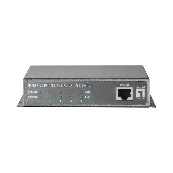 Switch LevelOne POE 5-PORT 1GB / 4 POE 61,6W/15,4W-PORT (GEP-0520)