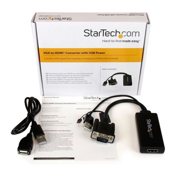 Adapter AV StarTech D-Sub (VGA) - HDMI + USB-A czarny (VGA2HDU)