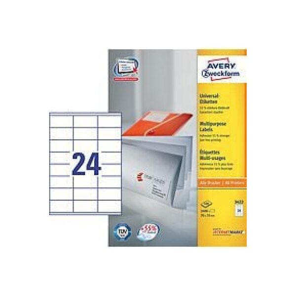 Avery Zweckform Etykiety Uniwersalne, Białe 70x35mm 100 arkuszy (3422)