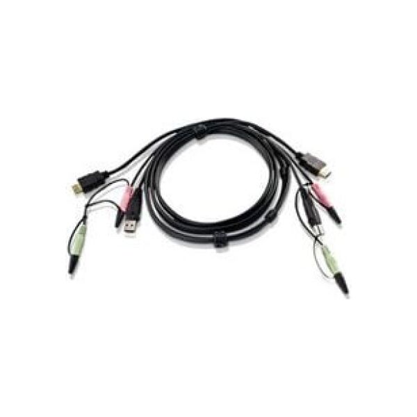 Aten Kable KVM, 1.8m, Czarny (2L-7D02UH)
