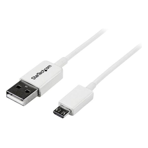 Kabel USB StarTech USB-A - microUSB 0.5 m Biały (USBPAUB50CMW)