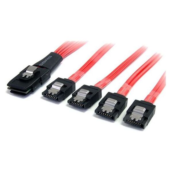 StarTech SFF 8087 - SATA x4, 0.48m, Czerwony (SAS8087S450)
