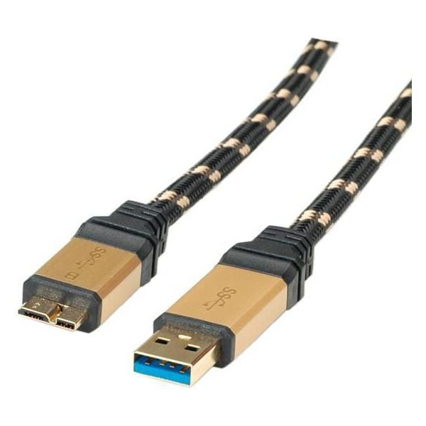 Kabel USB Roline USB-A - 0.8 m Czarny Złoty (11888878)