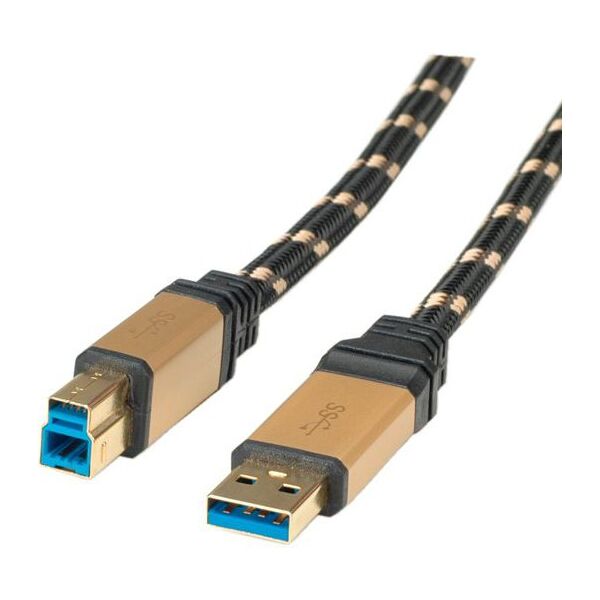 Kabel USB Roline USB-A - 1.8 m Czarny Złoty (11.02.8902)