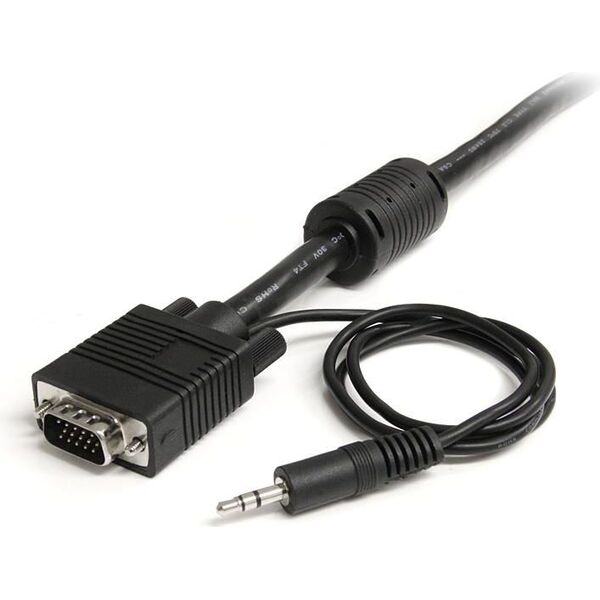 Kabel StarTech D-Sub (VGA) - D-Sub (VGA) + Jack 3.5mm 5m czarny (MXTHQMM5MA)