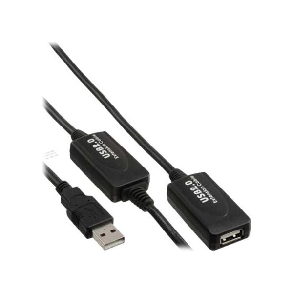 Kabel USB InLine USB-A - USB-A 25 m Czarny (34614I)
