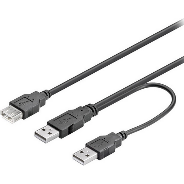 Kabel USB 2x USB-A - 0.3 m Czarny (93353)