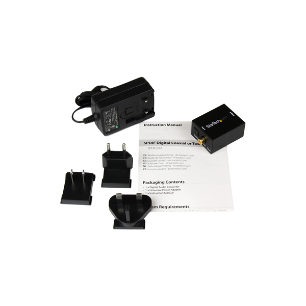 Adapter AV StarTech Toslink - RCA (Cinch) czarny (SPDIF2AA)