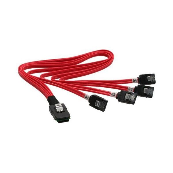 InLine SFF 8087 - SATA x4, 0.5m, Czerwony (27620)