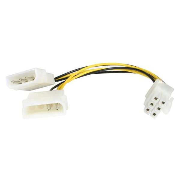 StarTech Molex x2 - PCIe 6-pin, 0.15m, Żółty (LP4PCIEXADAP)