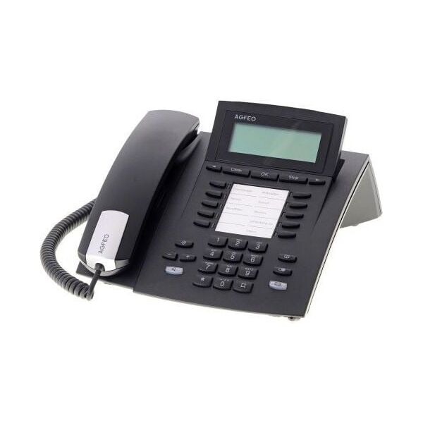 Telefon Agfeo Agfeo ST 22 IP BLACK/für AS-Anlagen mit Firmware ab 9.2b + ES-Systeme Firmware ab1.5d, bewegl. 2-zeiliges Display, HS- Anschluss, funktionstastenbezogenes Besetztlampenfeld, geeignet für ASIP Protokoll, Anbindung via LAN. Für PoE ausgelegt,