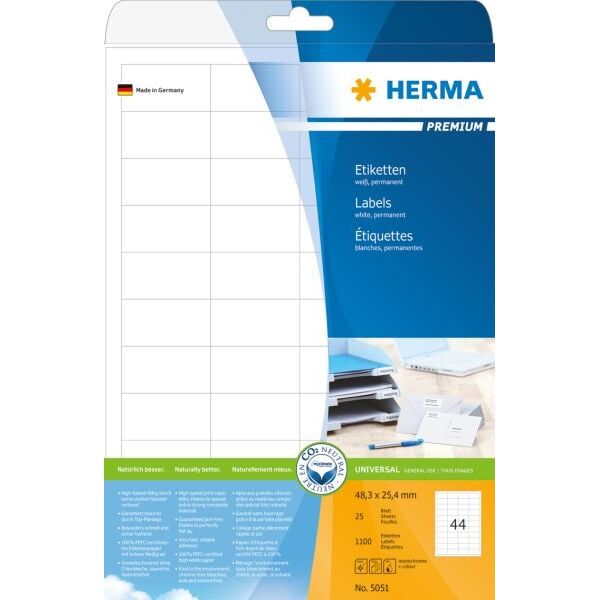 Herma Etykiety Premium A4, białe, papier matowy, 1100 szt. (5051)